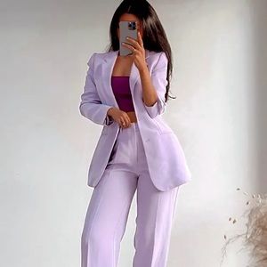 ZARA WOMEN NEW STRAIGHT CUT BLAZER JACKET  PURPLE LILAC